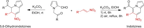 “One-pot” cascade approach to 5,6-dihydroindolizines and indolizines from pyrrole-2-carbaldehydes and nitroethylenes