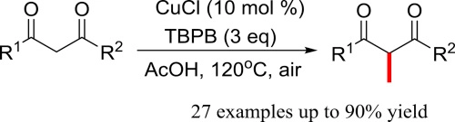 Copper-catalyzed methylation of 1,3-diketones with tert-butyl peroxybenzoate