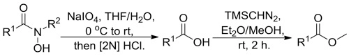 Oxidative cleavage of hydroxamic acid promoted by sodium periodate