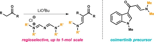 Scalable synthesis of enaminones utilizing Gold's reagents