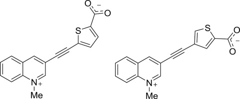 Mesomeric betaines constructed of quinolinium cations and carboxylate anions separated by thiophene-ethynyl spacers as fluorescent dipoles