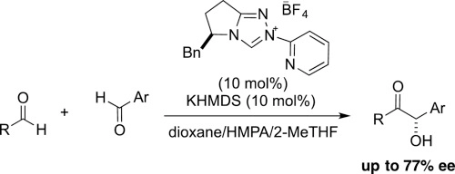 Asymmetric cross-benzoin condensation promoted by a chiral triazolium precatalyst bearing a pyridine moiety