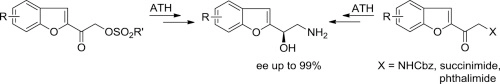 Asymmetric synthesis of benzofuryl β-amino alcohols by the transfer hydrogenation of α-functionalized ketones