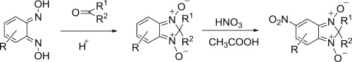 Synthesis of 2H-benzimidazole 1,3-dioxides, separase inhibitors, by reaction of o-benzoquinone dioximes with ketones