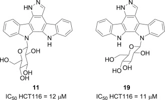 Synthesis and antiproliferative evaluation of glucosylated pyrazole analogues of K252c