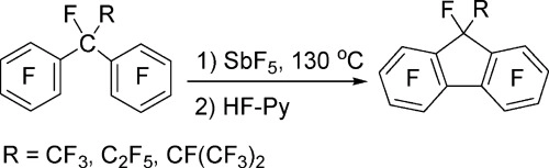 Formation of polyfluorofluorenes in the reactions of perfluoro-1,1-diphenylalkanes with antimony pentafluoride