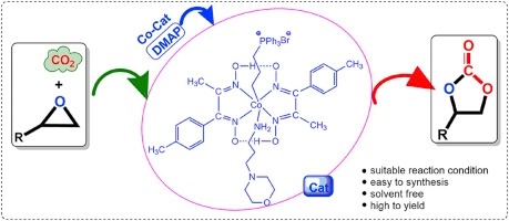 Synthesis and characterization of novel positively charged organocobaloximes as catalysts for the fixation of CO2 to cyclic carbonates