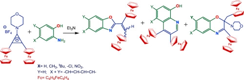 Diferrocenyl(areno)oxazoles, spiro(arenooxazole)cyclopropenes, quinolines and areno[1,4-]oxazines: Synthesis, characterization and study of their antitumor activity