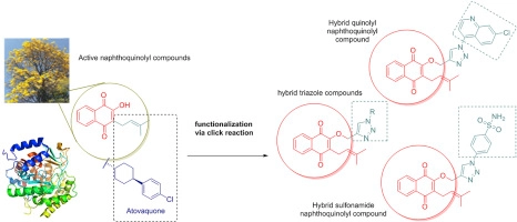 Antimalarial naphthoquinones. Synthesis via click chemistry, in vitro activity, docking to PfDHODH and SAR of lapachol-based compounds