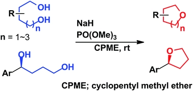 Cyclic ether synthesis from diols using trimethyl phosphate
