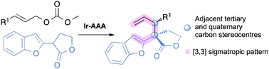 Iridium-catalysed asymmetric allylic alkylation of benzofuran [gamma]-lactones followed by heteroaromatic Cope rearrangement: study of an unusual reaction sequence