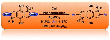 Regioselective copper-catalyzed direct arylation of benzodithiophene-S,S-tetraoxide