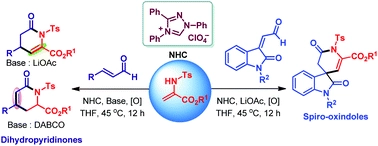 Access to dihydropyridinones and spirooxindoles: application of N-heterocyclic carbene-catalyzed [3+3] annulation of enals and oxindole-derived enals with 2-aminoacrylates