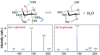 Collision-induced dissociation of sodiated glucose and identification of anomeric configuration