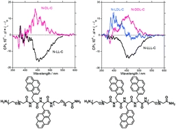 Circularly polarised luminescence of pyrenyl di- and tri-peptides with mixed D- and L-amino acid residues