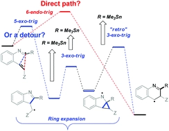 Changing the path of least resistance, or access to endo-dig products via a sequence of three exo-trig transition states: electronic effects in homoallyic ring expansion cascades of alkenyl isonitriles