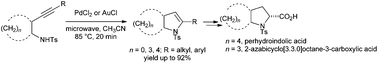 Synthesis of 2,3-dihydro-1H-pyrroles by intramolecular cyclization of N-(3-butynyl)-sulfonamides