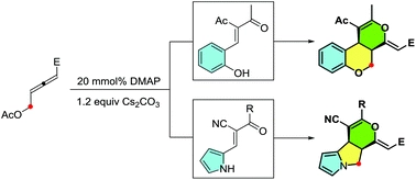 Construction of polycyclic frameworks via a DMAP-catalysed tandem addition-(4 + 2) annulation sequence of [small delta]-acetoxy allenoate