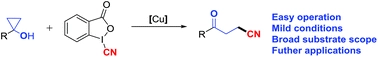 Copper(I)-catalyzed ring-opening cyanation of cyclopropanols