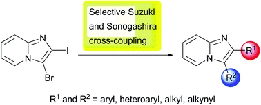 Regiocontrolled functionalization of 2,3-dihalogenoimidazo[1,2-a]pyridines by Suzuki-Miyaura and Sonogashira cross-coupling reactions