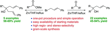Zinc-mediated [small alpha]-regioselective Barbier-type cinnamylation reactions of aldehydes, ketones and esters
