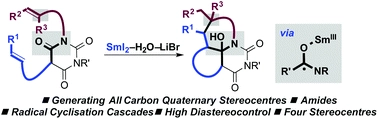 Selective construction of quaternary stereocentres in radical cyclisation cascades triggered by electron-transfer reduction of amide-type carbonyls