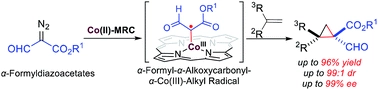 Metalloradical activation of [small alpha]-formyldiazoacetates for the catalytic asymmetric radical cyclopropanation of alkenes