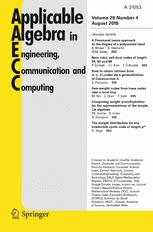 Applicable Algebra in Engineering, Communications and Computing