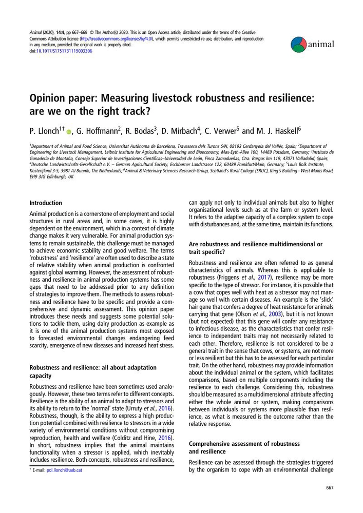 Opinion paper: Measuring livestock robustness and resilience: are we on the right track?