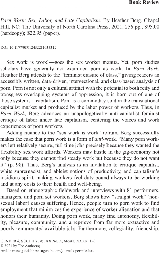 634px x 1000px - Book Review: Porn Work: Sex, Labor, and Late Capitalism by Heather B